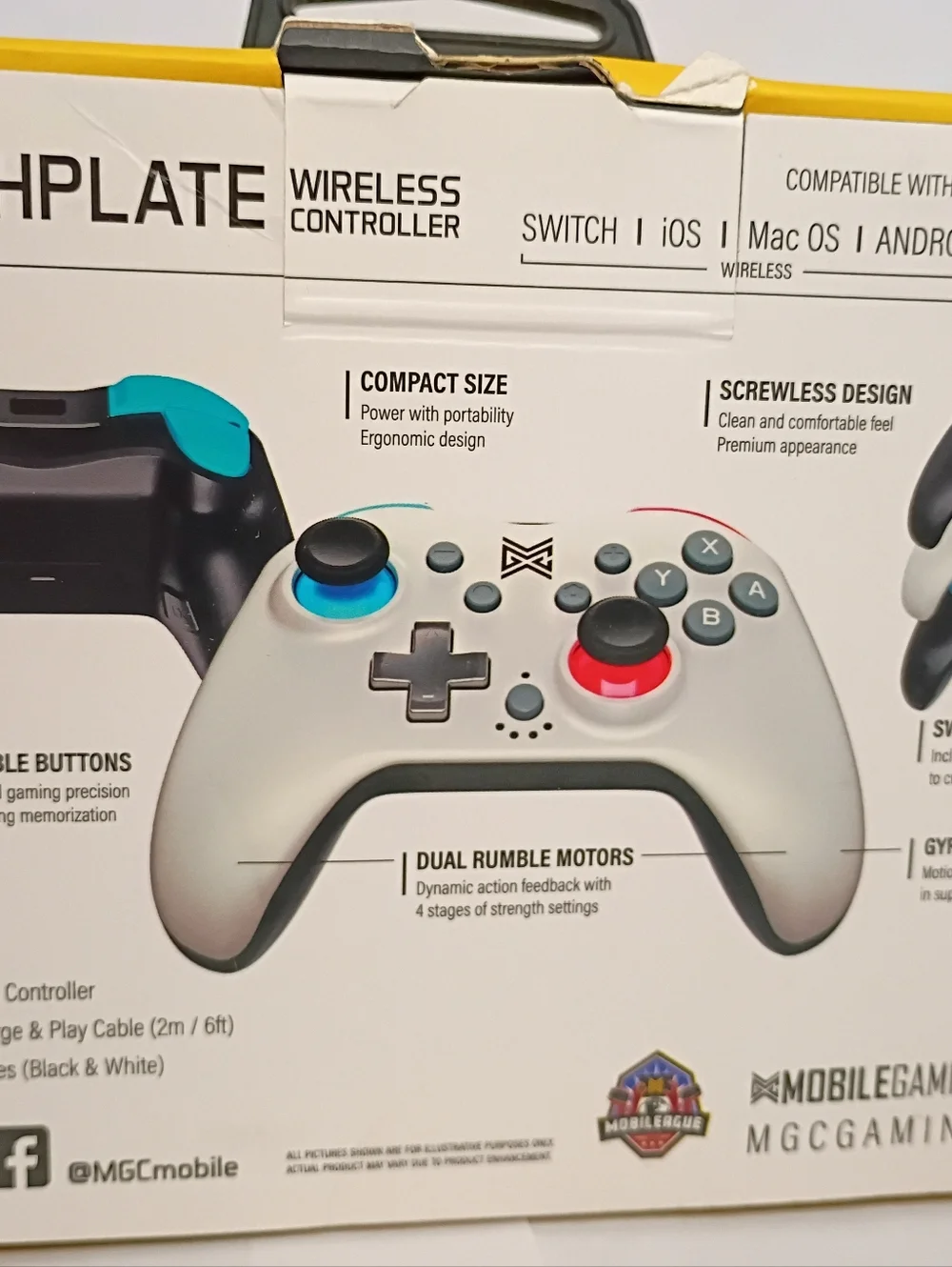 Wireless Gaming Controller - White with Blue & Red Accents